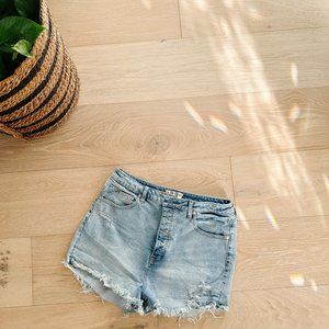 Free People We The Free CRVY Vintage High-Rise Shorts Light Blue Denim Size 33